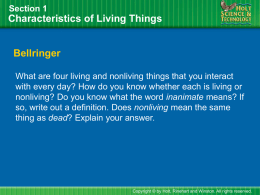Chapter 2 PPT: Characteristics of Living Things and Concept Map