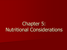 Chapter 5: Nutritional Considerations