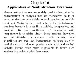 Chapter 14 Applying Neutralizaton Titrations