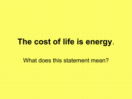 The cost of life is energy.
