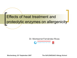 Decrease of allergenicity after action of proteolytic enzymes and