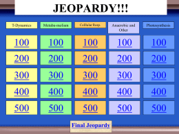 Metabolic Processes Jeopardy Review
