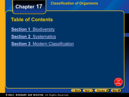 Chapter 17: Classification of Organisms