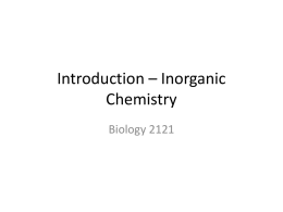 Introduction – Inorganic Chemistry