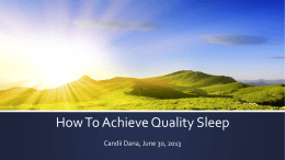 Learn to Sleep Well - 4 Dimensions of Wellness
