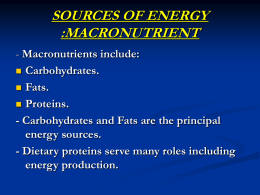 sources of energy :macronutrient