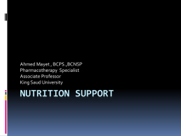 Nutrition Support - King Saud University Medical Student Council