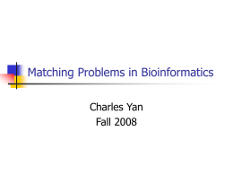 Matching problems in bioinformatics