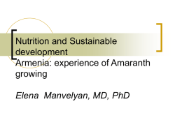 Nutrition and Sustainable development Armenia