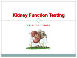 Biochemical Tests of Renal Function