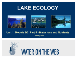 Mod2/3-E Lake Ecology - Major Ions & Nutrients