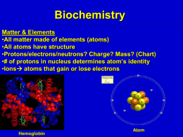 Biochemistry Teacher Notes