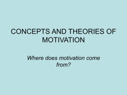 CONCEPTS AND THEORIES OF MOTIVATION