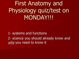 NEED TO KNOW 2014 - ANATOMY AND PHYSIOLOGY