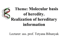02. Molecular basis of heredity. Realization of hereditary information