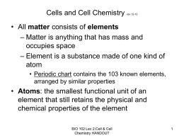 Cell and Cell Chemistry