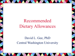 Recommended Dietary Allowances - Central Washington University