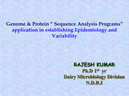 Genome & Protein “ Sequence Analysis Programs”