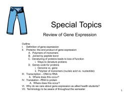 Special Topics gene expression