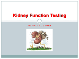 Biochemical Tests of Renal Function