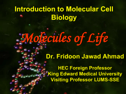 Molecules of Life MBBS Prof. Fridoon