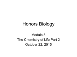Honors Biology Module 5 Chemistry of Life Part 2