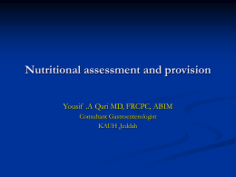 Nutritional assessment and provission