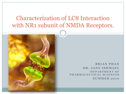 Characterization of LC8 Interaction with NR1 subunit of NMDA Receptors.