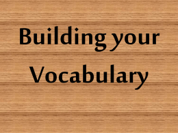 Building your Vocabulary
