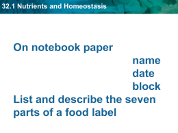 32.1 Nutrients and Homeostasis