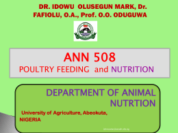 LECTURE NOTE FOR ANN 508 - University of Agriculture Abeokuta