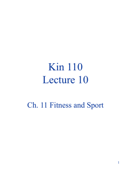 Kin 110 HC Lecture 8