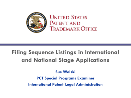 Filing Sequence Listings in International and National Stage
