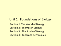 HB Unit 1 Foundations of Biology