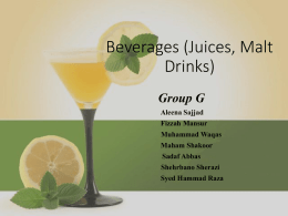 Beverages (Juices, Malt Drinks) - Lectures For UG-5