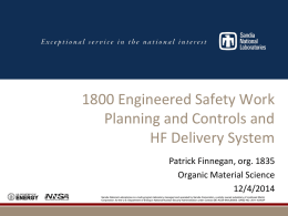 1800 Engineered Safety Work Planning and Controls and HF