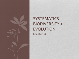 Systematics * biodiversity + evolution