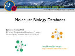 Molecular Biology Databases - Computational Bioscience Program