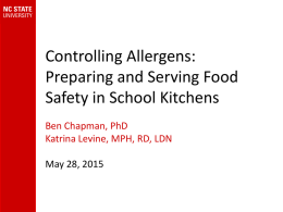 Controlling Allergens: Preparing and Serving Food Safety in School