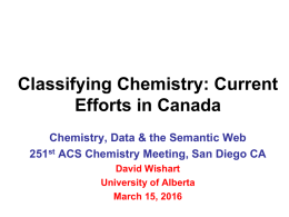 Classifying chemistry: Current efforts in Canada