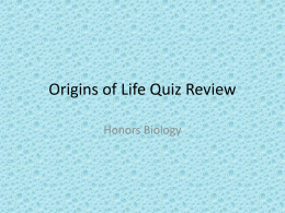 Origins of Life Review