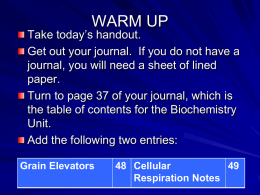 Warmup for Monday 12/3 and Powerpoint on Cellular Respiration
