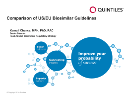 Comparison of US/EU Biosimilar Guidelines