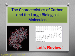 Chapter 4: Carbon Chapter 5: The Large Biological Molecules