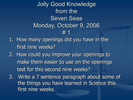 Jolly Good Knowledge from the Seven Seas Monday,October 9