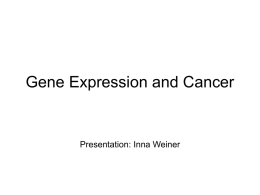 Gene Expression and Cancer - CS