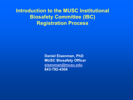Overview of the MUSC IBC Registration Process
