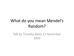 Mendel Random? - The Differential Club