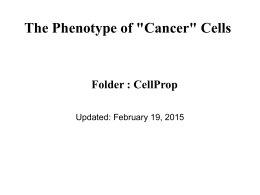 The Phenotype of "Cancer" Cells