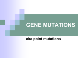 GENE MUTATIONS - The Open Door Web Site : Home Page